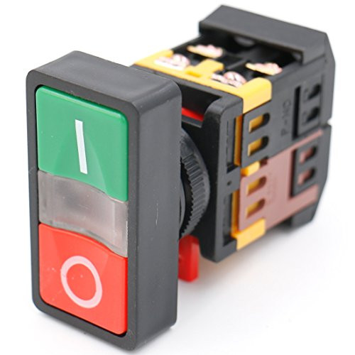 Baomain AC 220V Yellow Light ON-Off Start Stop AS-25-22 Momentary Push Button Switch 1 NO 1 NC
