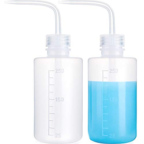 Mkono 2 Pack Plant Flower Succulent Watering Bottle Plastic Bend Mouth Watering Cans Safety Wash Bottle Squeeze Bottle 250ML Small