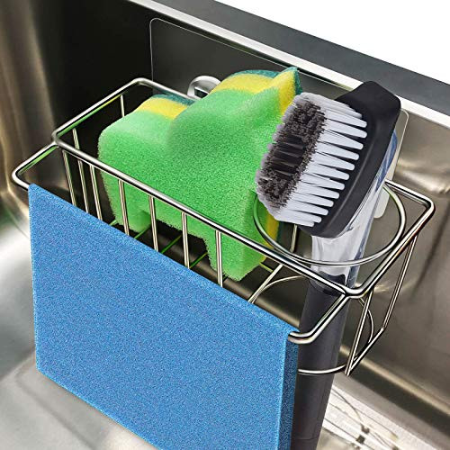 Easliffy Adhesive Sponge Holder Brush Holder  Dish Cloth Hanger 3 in 1 Sink Caddy for Kitchen Premium Stainless Steel Sink Organization Basket Rust Proof Water Proof No Drilling Easliffy Adhesive Sponge Holder Brush Holder  Dish Cloth Hanger 3 in 1 Sink Caddy for Kitchen Premium Stainless Steel Sink Organization Basket Rust Proof Water Proof No Drilling