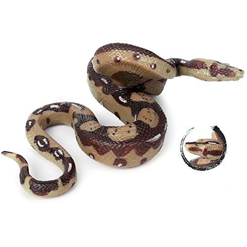 Aiffort 1Pcs Simulation Large Rubber Snakes Fake Snake Toy Python Toys for Garden Props to Scare Birds Pranks Halloween Party Favors Python