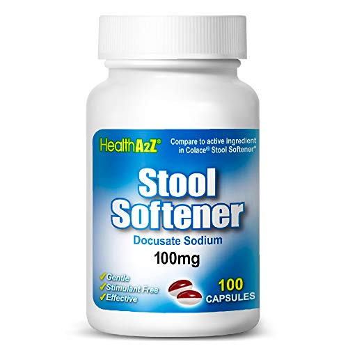 HealthA2Z Stool Softener Docusate Sodium 100mg Compare to Colace® Active Ingredient 100 Capsules