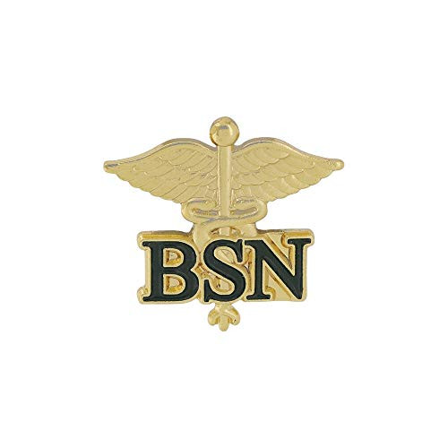 WizardPins BSN Letters on Caduceus Emblem Pin Bachelors of Science in Nursing 1 pin