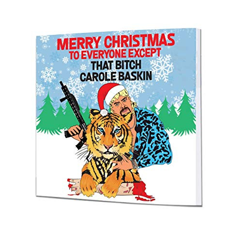 Joe Exotic Tiger King Singing Christmas Funny Greeting Card Carole Baskin - Merry Christmas - Off White Shine Envelope