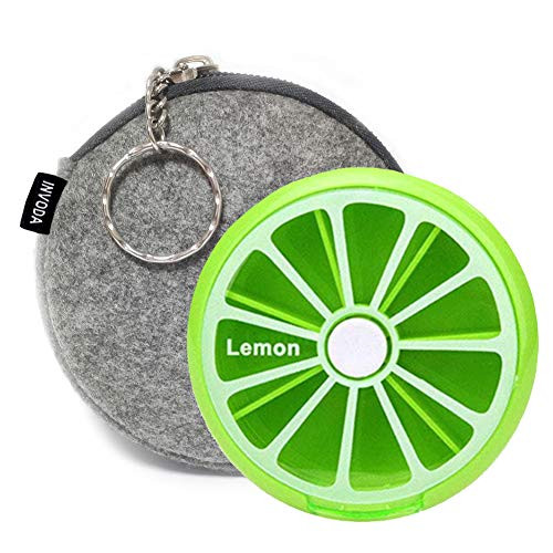 INVODA Pill Cases Pill Box Weekly 3 Times 7 Compartments Large Medicine Pill Organizer Lemon 1PCSBag