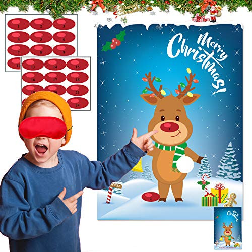 Christmas Party Games for Kids Pin The Nose On The Reindeer Kids Christmas Games for Party Christmas Activities for Families Pin The Nose On The Reindeer for Adults Holiday Christmas Day Games