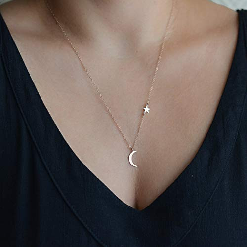 Jozape Simple Necklace Moon Pendant Necklace Star Necklace Jewelry Chain for Women and Girls Gold Jozape Simple Necklace Moon Pendant Necklace Star Necklace Jewelry Chain for Women and Girls Gold