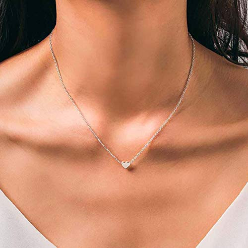 Aetorgc Simple Short Necklace Chain Love Pendant Necklace Jewelry For Women and Girls Silver Aetorgc Simple Short Necklace Chain Love Pendant Necklace Jewelry For Women and Girls Silver