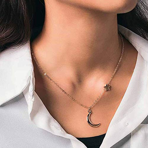 Aetorgc Simple Necklace Chain Moon Pendant Necklaces Star Necklaces Jewelry for Women and Girls Gold Aetorgc Simple Necklace Chain Moon Pendant Necklaces Star Necklaces Jewelry for Women and Girls Gold