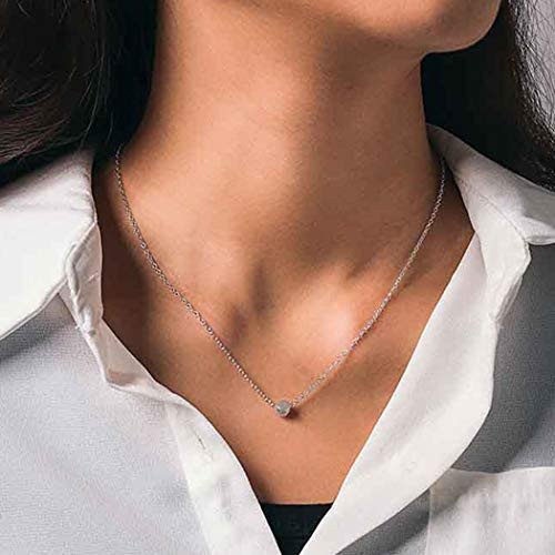 Ursumy Simple Choker Dainty Necklace Chain with Coin Pendant Necklace Jewelry for Women and Girls Silver