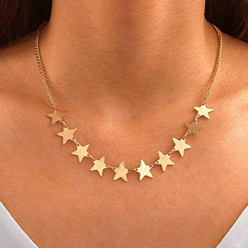 Bomine Simple Moon Necklace Chain Short Star Pendant Necklaces Jewelry for Women and Girls Gold Bomine Simple Moon Necklace Chain Short Star Pendant Necklaces Jewelry for Women and Girls Gold