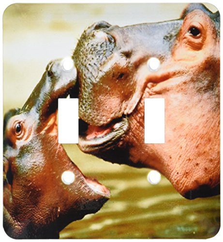 3dRose lsp-54156-2 Mama Hippo Kisses Her Baby Double Toggle Switch