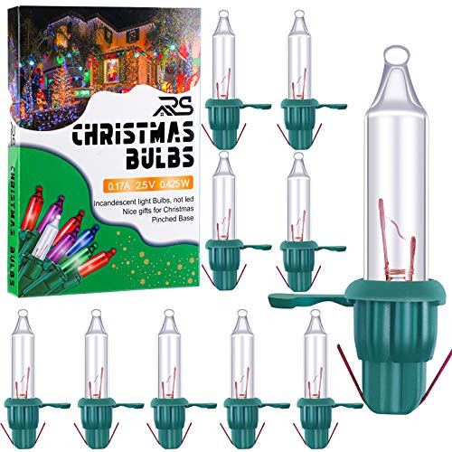 Ruisita Mini Christmas 2_5 Volt Replacement Light Bulbs with Base 170 Ma 0_42 Watt for Christmas Trees Decorative Light 60 Clear and Green