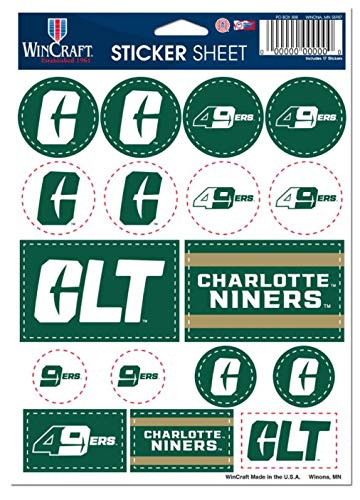 WinCraft University North Carolina Charlotte 49ers 5 x 7 Variety Sticker Sheet 17 Stickers 1 Sheet