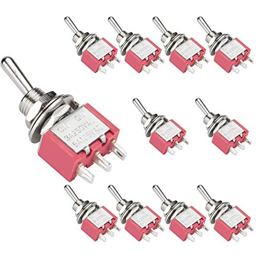 DIYhz Toggle Switch AC 5A125V 3A250V 3 Pin Terminals OnOn 2 Position DPDT Toggle Switch Mini Miniature Toggle Switch Car Dash Dashboard10Pcs