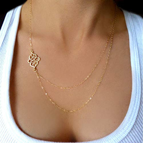 Aluinn Gold Flower Layered Necklace Fashion Tassel Pendant Yoga Necklace necklace chain for Women and Teen Girls