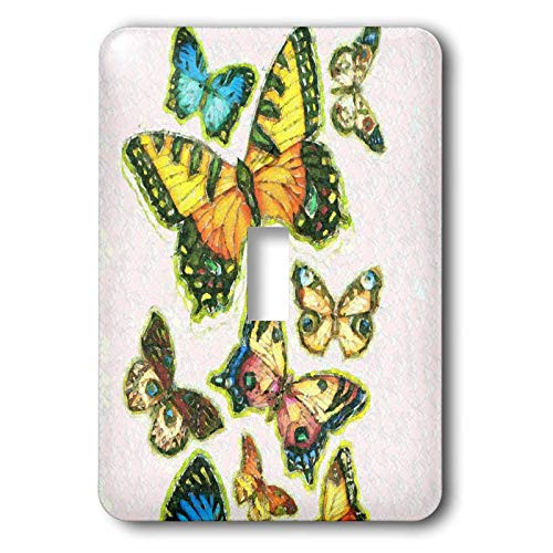 3dRose lsp-33263-1 Butterflies Texture Toggle Switch Multicolor