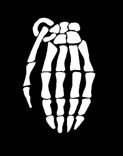 Makarios LLC Skull Hand Grenade Military Cars Trucks Vans Walls Laptop MKR White 5_5 x 3_5MKR211