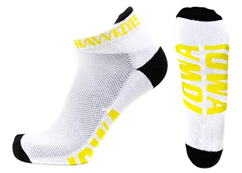NCAA Iowa Hawkeyes Mens Footie Socks WhiteBlackGold NCAA Iowa Hawkeyes Mens Footie Socks WhiteBlackGold