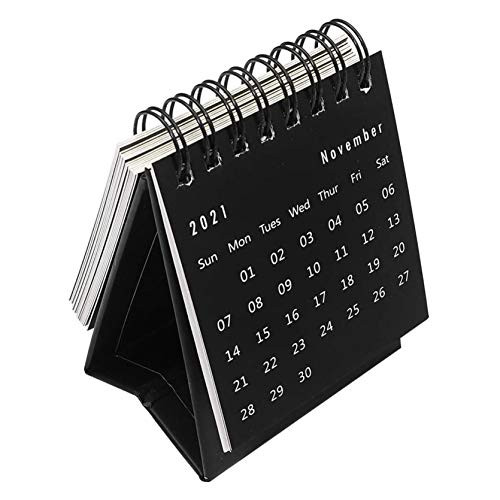 Mini Desk Calendar 2021 - Standing Flip Monthly Calendar 2021 Desktop Calendar for Planning Organizing Daily Schedule Black