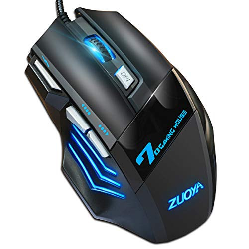 ZUOYA Professional Gaming Mouse Wired4 DPI Adjustable LED BacklightUSB Optical Mice for Laptop PC Computer Games  and  Work MMR3 PRO-Black