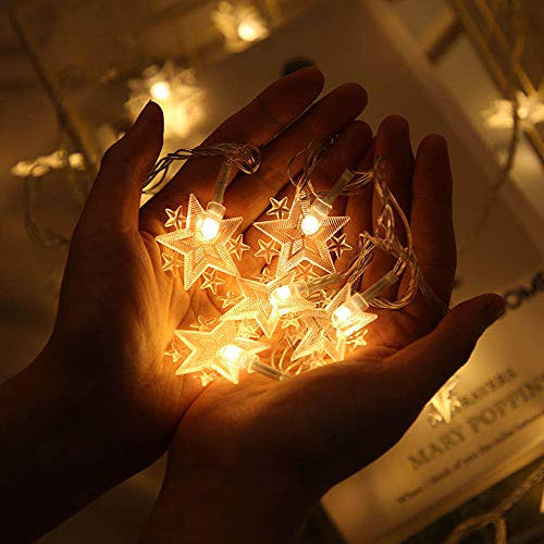 Star Christmas String Lights 10ft 20LED Battery Powered Fairy Lights IndoorOutdoor Patio Party Garden Christmas Decoration Star Warm White