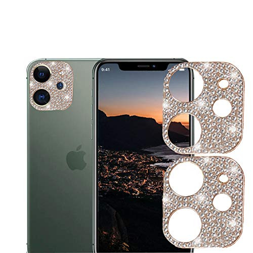 2 Pack Camera Lens Screen Protector Compatible with iPhone 12 6_1Inch Bling Glitter Diamond Lens Protective Decoration Sticker Rose gold