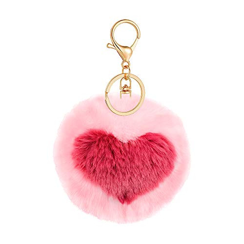 4 Pom Pom Keychain Artificial Fur Ball Keychain Fluffy Accessories Car Bag Charm