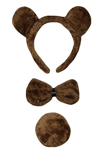 Petitebella Combined Animals Headband Bowtie Tail 3pc Costume Bear One Size