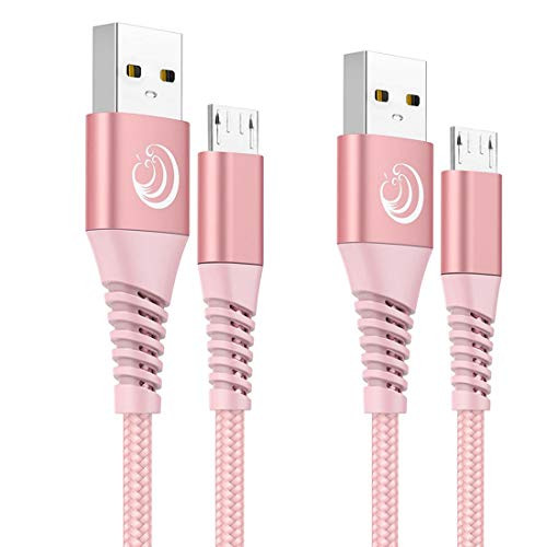 Aioneus Micro USB Cable 10FT 6FT 2Pack Long Android Charger Cable Charging Cord Fast Phone Charger Cord for Samsung Galaxy S7 Edge S6 S5 S2 Note 5 J3 J3V J7 J7V J5 LG K40 K20 PS4 Tablet-Pink