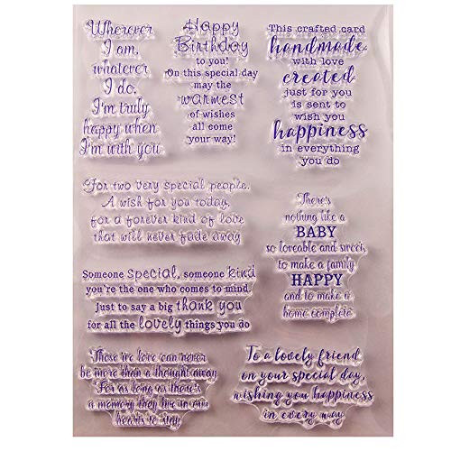 Happy Birthday Someone Special Thank You Happiness Words Clear Rubber Stamps for Card Making and Scrapbooking Birthday Valentines Day Silicone Stamps T1598
