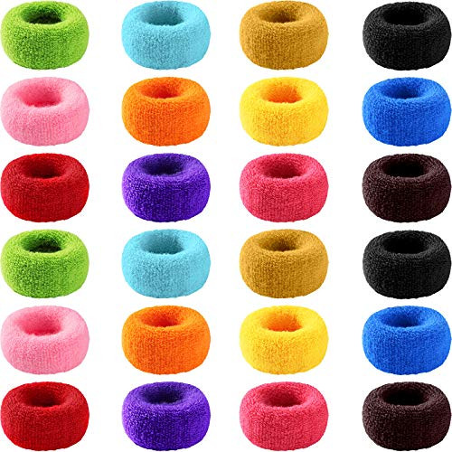 24 Pieces Thick Seamless Hair Ties Elastic Hair Bands Ponytail Holders Headband No Break Hair Ropes Colorful Hair Elastics No Crease Hair Accessories for Women Girls 5_5 cm 2_17 Inch