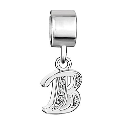 DemiJewelry Initial B Letter Alphabet Charms Dangle Bead Fit Charm Bracelet