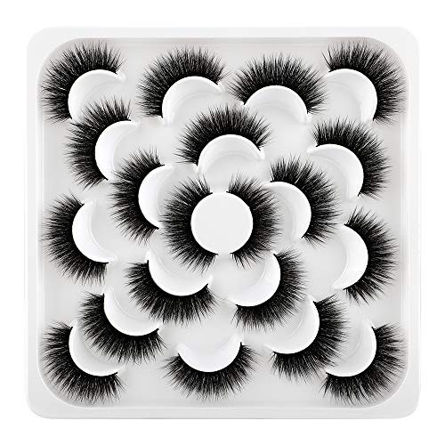 Wiwoseo False Eyelashes 3D Faux Mink Dramatic Thick Volume Lashes 10 Pairs Pack