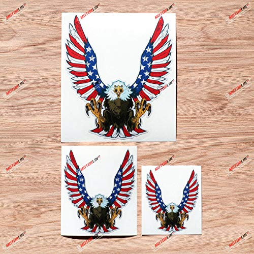 Bald Eagle American Flag Decal Vinyl Sticker - 3 Pack Reflective 3 Inches 4 Inches 6 Inches - Style B for Car Boat Laptop Cup Phone Bald Eagle American Flag Decal Vinyl Sticker - 3 Pack Reflective 3 Inches 4 Inches 6 Inches - Style B for Car Boat Laptop Cup Phone