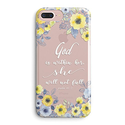 iPhone 8iPhone 7iPhone SE2020 CaseGirls Women Cute Flowers Floral Roses Girls Christian God is Within Her Psalm Bible Verses Quotes Inspirational Clear Soft Case Compatible for iPhone 7iPhone 8