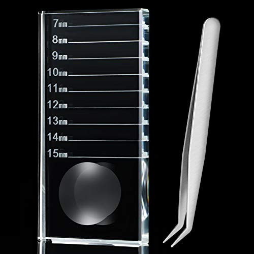 2-In-1 Crystal Glass False Lashes Eyelash Extensions Tray Adhesive Glue Pallet Holder Eyelash Crystal Pallet Eyelash Extension Pallet False Lash Tray Strip with Curved Tweezers for Eyelash Extensions 2-In-1 Crystal Glass False Lashes Eyelash Extensions Tray Adhesive Glue Pallet Holder Eyelash Crystal Pallet Eyelash Extension Pallet False Lash Tray Strip with Curved Tweezers for Eyelash Extensions