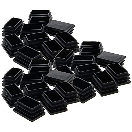 MroMax 1_5 x 0_98 Rectangle PP End Cap Desk Chair Furniture Leg Foot Cover Insert Black 30Pcs