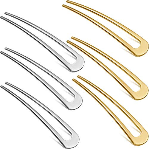 6 Pieces Simple Metal U Shaped Hairpins Hair Stick Fork Sticks French Hair Pin 2 Prong Updo Chignon Pins for Women Girls Buns Hair Accessories Gold and Silver 6 Pieces Simple Metal U Shaped Hairpins Hair Stick Fork Sticks French Hair Pin 2 Prong Updo Chignon Pins for Women Girls Buns Hair Accessories Gold and Silver