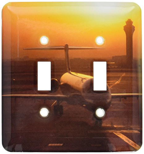 3dRose lsp-94425-2Texas Dallas Airport American Airlines-US44 CMI0005-Cindy Miller Hopkins Double Toggle Switch Multicolor