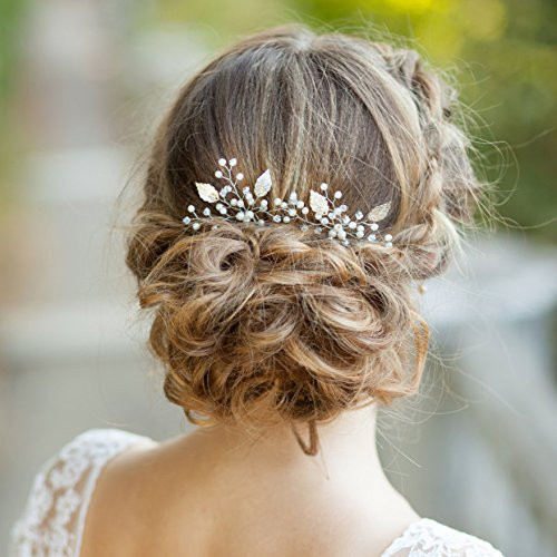 Kercisbeauty Set of 3 Handmade Bridal Bridesmaids Flower Girl Simple Leaf and Pearl Hair Pins Headpiece for Wedding and Party Rose Gold Kercisbeauty Set of 3 Handmade Bridal Bridesmaids Flower Girl Simple Leaf and Pearl Hair Pins Headpiece for Wedding and Party Rose Gold