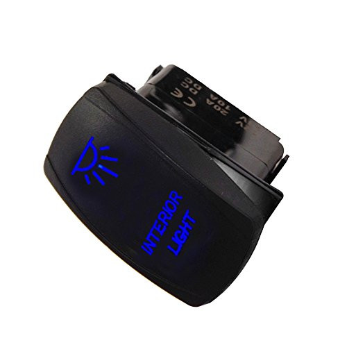 ESUPPORT Car 12V 20A Light Button Rocker Toggle Switch Blue LED Interior Light 5Pin