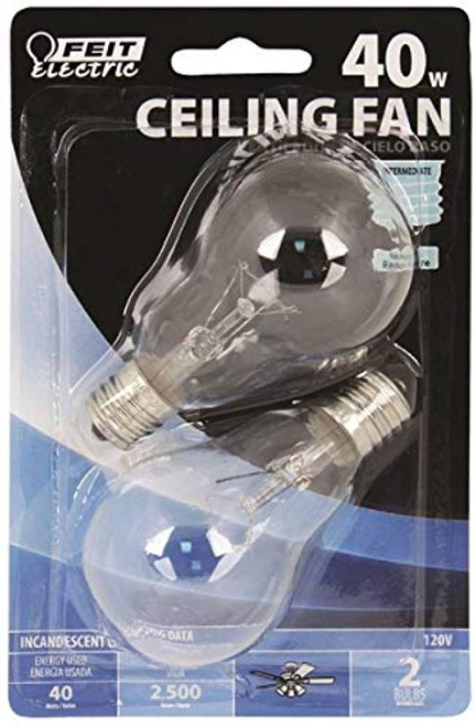 Feit Electric Bp40a15nClCf 40 Watt Clear Ceiling Fan Light Bulb 2 Count