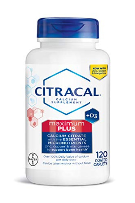 Citracal Maximum, Highly Soluble, Easily Digested, 630 mg Calcium Citrate With 500 IU Vitamin D3, Bone Health Supplement for Adults, Caplets, 120 Count Citracal Maximum, Highly Soluble, Easily Digested, 630 mg Calcium Citrate With 500 IU Vitamin D3, Bone Health Supplement for Adults, Caplets, 120 Count