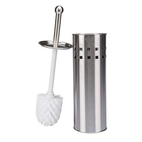 Bath Bliss Toilet Brush  and  Holder Set Built in Air Vents Rust  and  Bacteria Resistant Stainless Steel