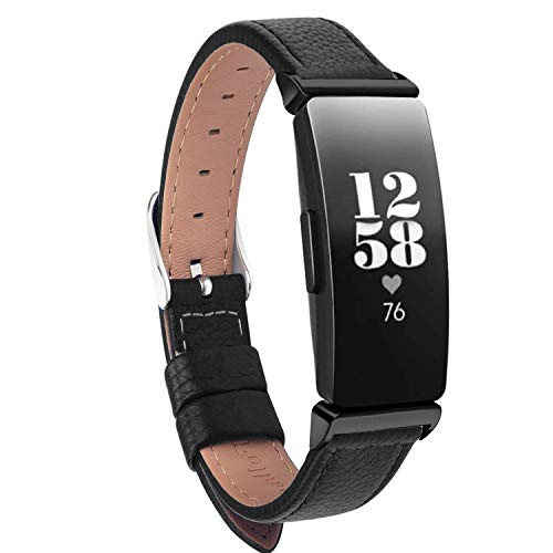 Bands Compatible with Inspire HR  and  Inspire  and  Inspire 2 Women Men Leather Accessories Strap Wrist Band Compatible with Inspire 2 InspireInspire HR Black