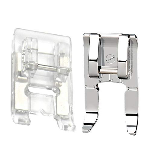 CESUSME Clear Open Toe Satin Stitch Presser Foot Plus Snap On Open Toe Foot Appliqué Sewing Machine Foot - Fit for Singer Brother Babylock Household Low Shank Sewing Machine?2 Styles?