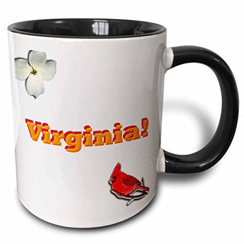 3dRose mug_38785_4 "Virginia" Two Tone Black Mug, 11 oz, Multicolor 3dRose mug_38785_4 "Virginia" Two Tone Black Mug, 11 oz, Multicolor