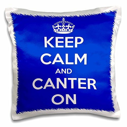 3dRose pc-193618-1 Keep Calm and Canter on Blue Pillow Case 16 x 16