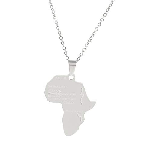 Leiothrix Africa Map Necklace Dainty Geometry Pendant Chain Jewelry Simple Necklaces Africa Map Silver