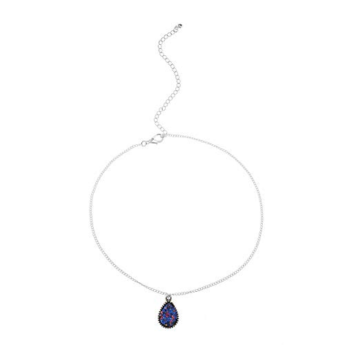 Tgirls Simple Long Chain Water Drop Necklace Pendant Necklace for Women and Girls XL-140 Silver
